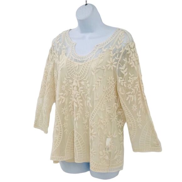 Adiva Embroidered Mesh Lace Top with Cami Sz. L NWT Fairycore - Picture 9 of 11